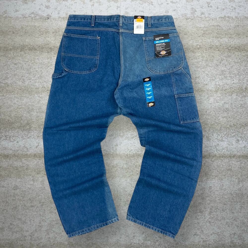 Vintage 90s Dickies Carpenter Jeans 42x32 Baggy Wide Leg Fit Medium Wash Denim